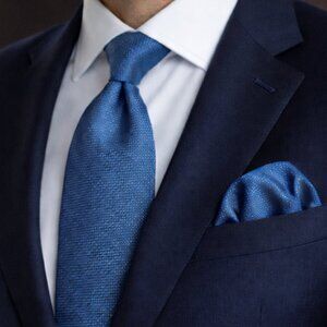 Steele Blue Necktie Set with Hanky and Cufflinks